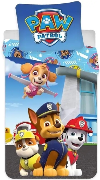 Billede af Paw Patrol sengetøj - 140x200 cm - Hvalpe venner - 2 i 1 design - Dynebetræk i 100% bomuld